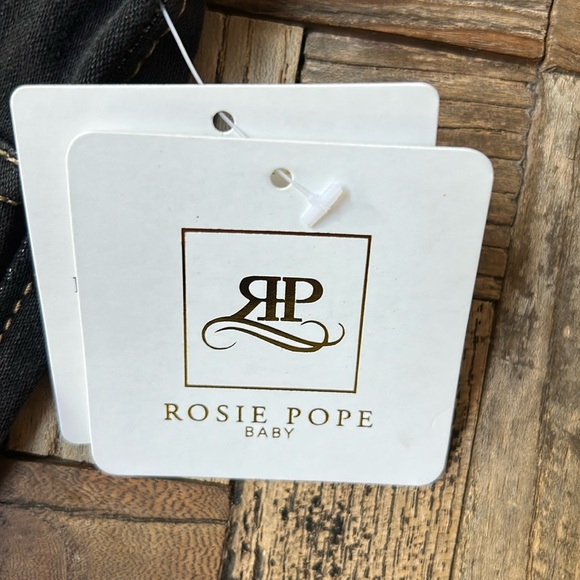 Rosie Pope Baby Boy Black Jeans Suspenders Appliqués NWT Size 0-3 months - Picture 4 of 10